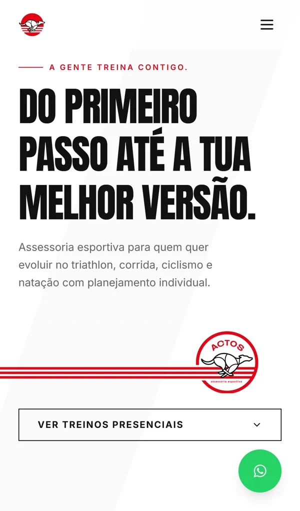 Página inicial do site ACTOS