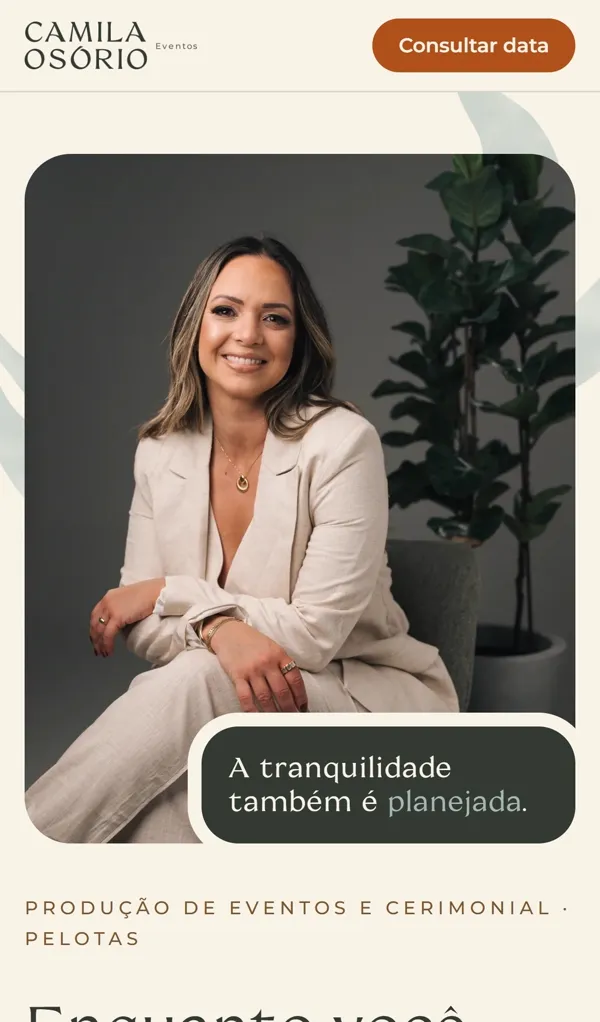 Página inicial do site Camila Osório