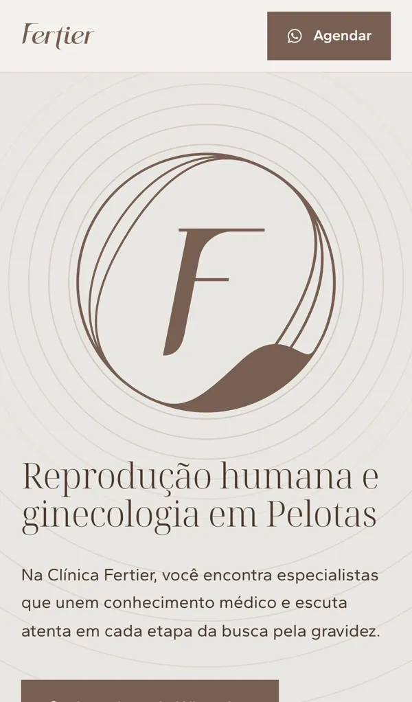Página inicial do site Fertier
