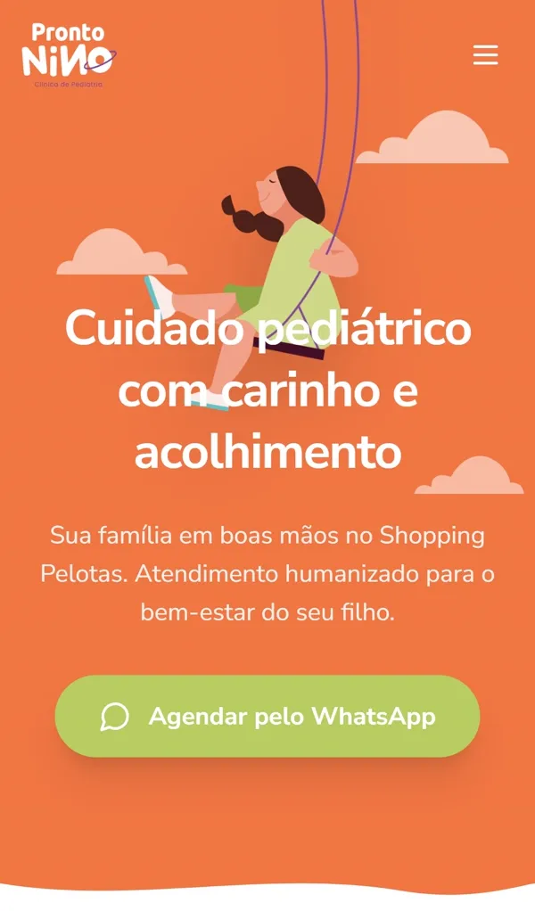 Página inicial do site Pronto Nino